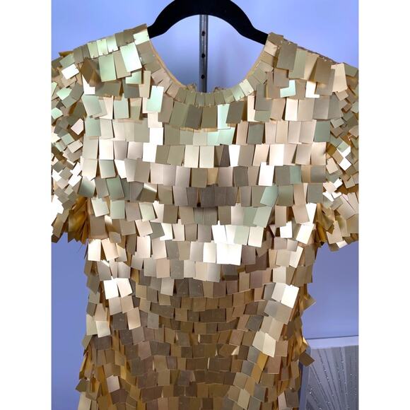 Jonathan Simkhai Vivienne Sequin Embellished Mini Dress in Brushed Gold Size 2 - Picture 7 of 13